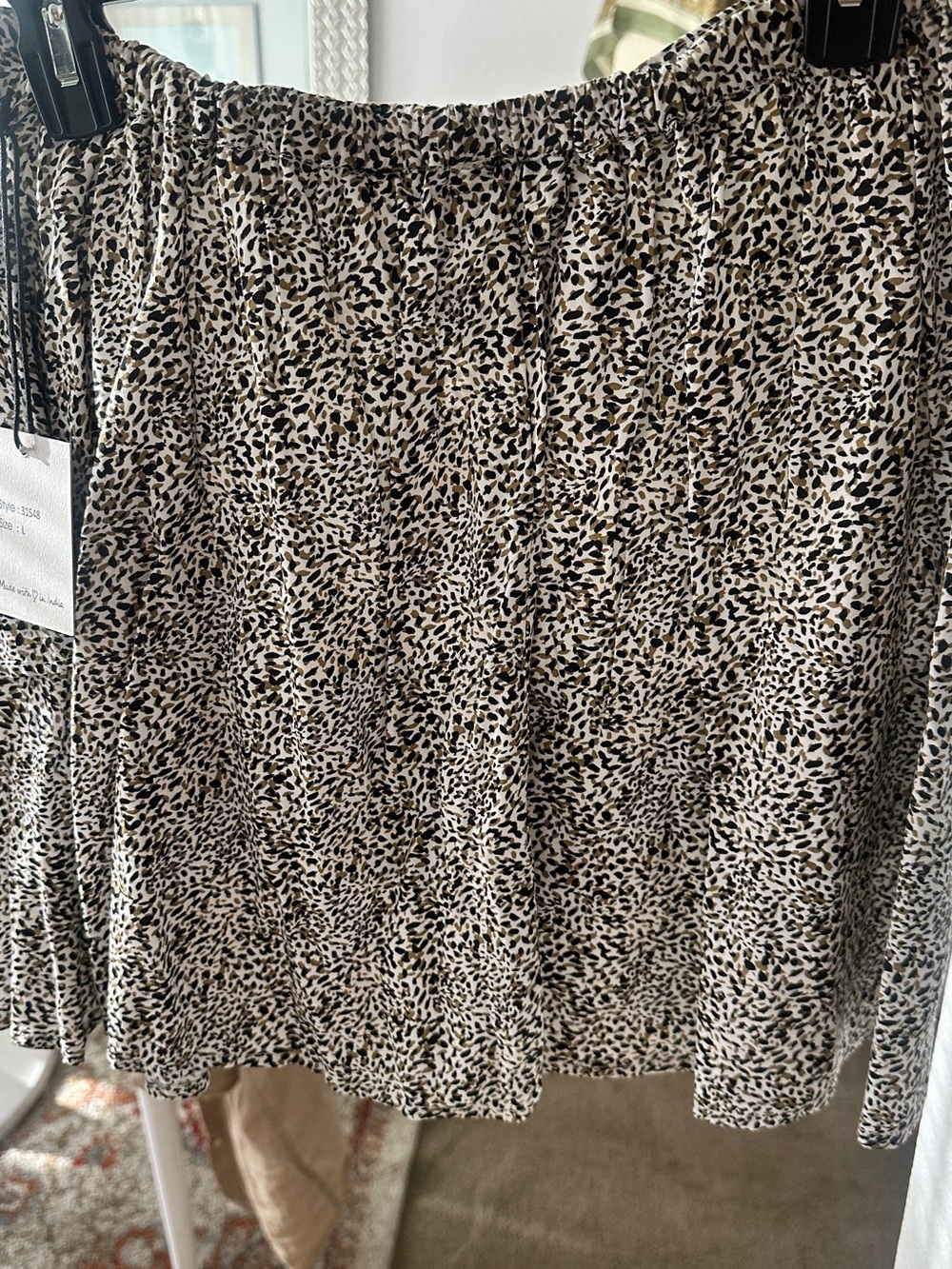 Marshalls Black Cream Brown Leopard Print Skirt